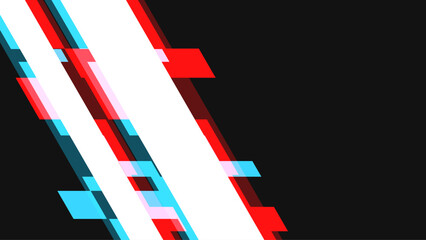 Poster - Glitched Color Pulse Beam on Black Background, Futuristic Flat Illustration