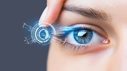 Aufkleber - innovative eye technology insight future vision lab digital art high-tech environment close-up persp