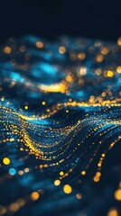 Fototapete - Stunning cyan and gold bokeh lights create a mesmerizing abstract landscape at night