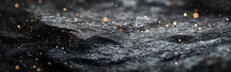 Fototapete - Muted gray and charcoal bokeh dots shimmering softly against a textured surface in a tranquil environment