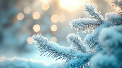 Aufkleber - Frosty bokeh lights create a magical winter atmosphere with icy white and pale teal tones