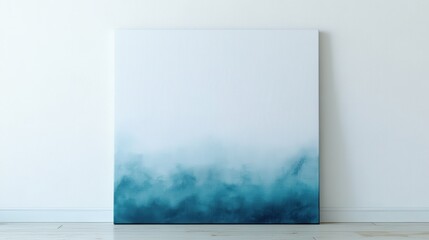 Elegant white canvas with faint pencil details showcases serene blue gradient, perfect for modern decor enhancement