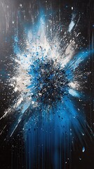 Aufkleber - Vivid electric cobalt blue and icy silver explosion against a dark backdrop showcasing striking artistic expression