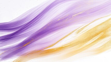 Poster - Delicate swirls of purple and gold on a soft white background create an abstract expression of elegance and creativity