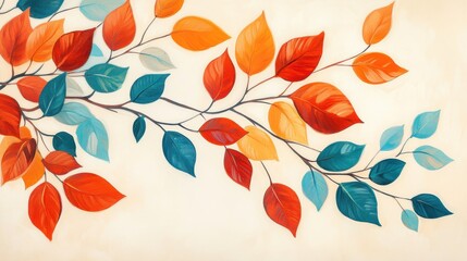 Aufkleber - Vibrant branches with colorful leaves create a stunning floral arrangement against a light background