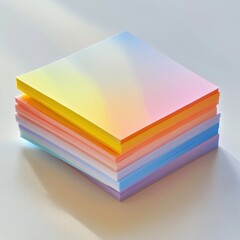 Fototapete - Colorful sticky notes stacked creatively in a minimalist workspace under natural light