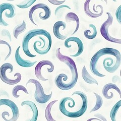 Aufkleber - Beautiful watercolor doodle patterns featuring swirling shapes in soft colors, perfect for background design or art projects