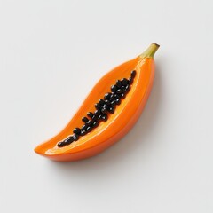 Poster - Fresh papaya slice showcasing bright orange flesh and contrasting black seeds from tropical fruit