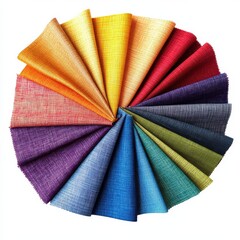 Poster - Colorful fabric swatches fanned out displaying various textures and patterns for design inspiration and craft projects