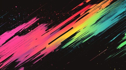 Poster - Futuristic glitch background with neon color streaks and digital energy