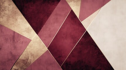 Poster - Dynamic geometric background showcasing rich shades of red and beige with bold triangular shapes and soft textures