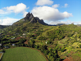 Wall Mural - Fantastic mountain on the island of Mauritius view from above