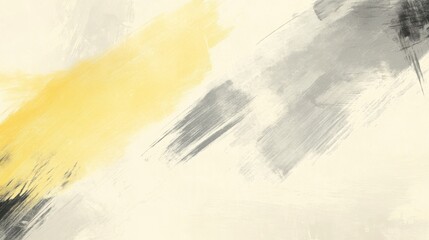 Poster - Subtle pastel yellow pencil strokes blend harmoniously with grey tones on textured canvas
