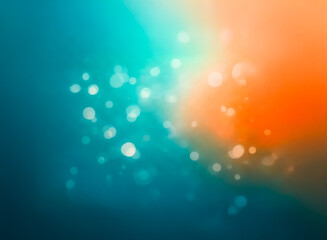 Wall Mural - abstract background with blurred blue and orange colors with bokeh lights in foreground, creating a 