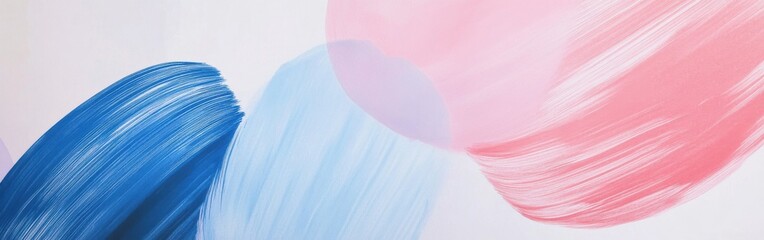 Poster - Soft blue and pink pencil strokes create an engaging abstract art piece in a minimalist setting