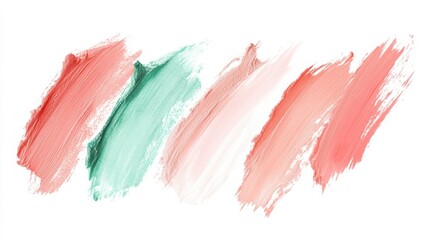 Poster - Soft pastel coral and mint brushstrokes create a serene artistic expression perfect for modern decor or design projects