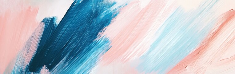 Poster - Soft pastel blue and pink brushstrokes create a calming abstract composition of color and texture for artistic expression