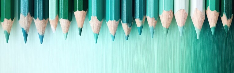 Aufkleber - Gradient of pencil strokes in green shades arranged in a minimalist style for artistic exploration and inspiration