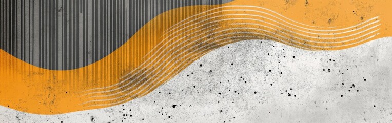 Poster - Elegant minimalist design featuring dashed amber and gray patterns with subtle textures and contrasting colors