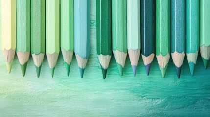 Poster - Abstract gradient of pencil strokes in shades of green creating a harmonious blending effect on a pastel background