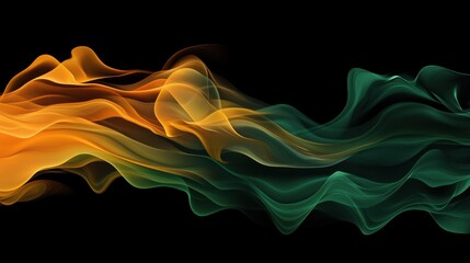 Poster - Fluid shapes in vibrant emerald green create a mesmerizing design with flowing movement and depth in abstract art