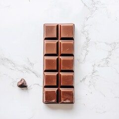 Aufkleber - Chocolate bar resting on marble surface with pink heart-shaped piece nearby