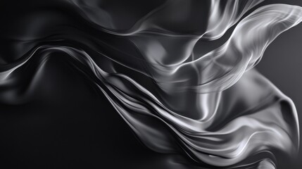 Poster - Flowing silk fabric gracefully drapes against a rich charcoal gray background in an artistic display of texture and motion
