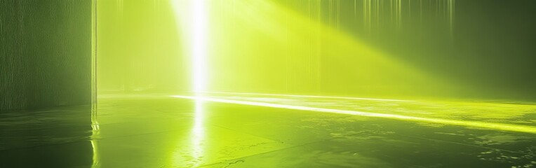 Fototapete - Glowing lime-green and yellow environment with shimmering reflections creating an ethereal atmosphere