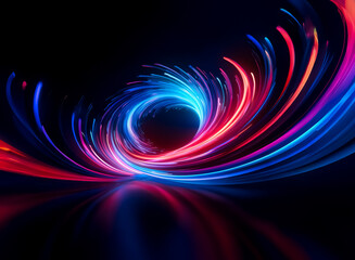 Aufkleber - vibrant light streaks in red, blue, and purple swirl dynamically against a dark backdrop, converging