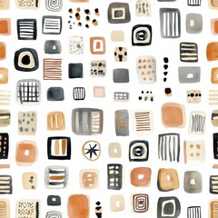 Poster - Bold doodle cartoon drawings highlighting colorful patterns and shapes in a playful watercolor style