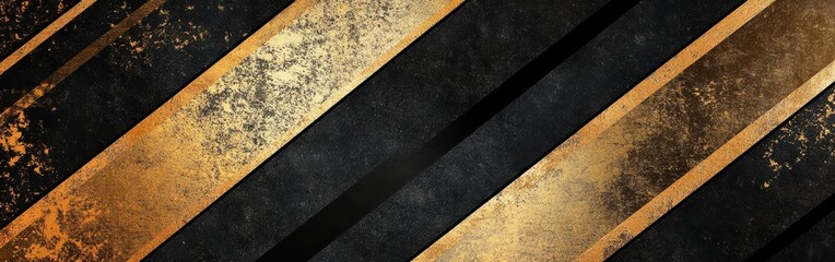 Aufkleber - Bold black and gold diagonal pattern creating a striking visual contrast with an artistic texture