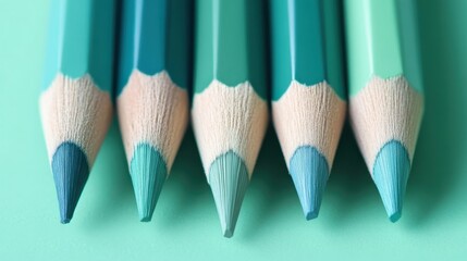 Poster - Elegant gradient of teal and turquoise pencil strokes creating a smooth transition on a soft background
