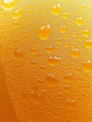 Poster - Close-up of fresh orange juice filled with water droplets in bright, sunny setting