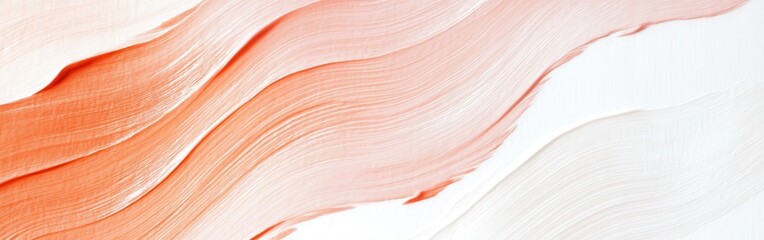 Poster - Elegant brush strokes in warm tones on a clean white background create a soothing artistic atmosphere