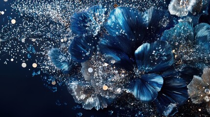 Aufkleber - Sparkling sapphire blue and silver abstract design captures the essence of elegance and beauty in vibrant colors