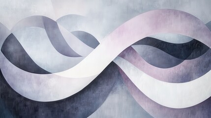 Aufkleber - Curved shapes create flowing patterns in muted gray tones with subtle variations and textures