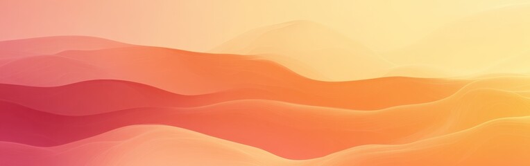 Poster - Vibrant warm-toned gradient background flowing with soft hills in a serene atmosphere during early evening light