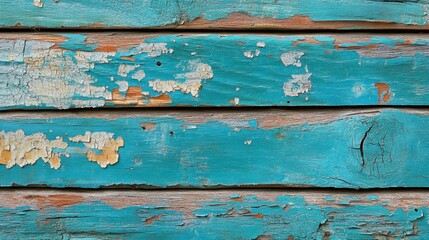 Aufkleber - Weathered teal wood texture reveals layers of history and character in rustic settings