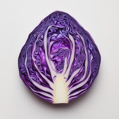 Poster - Vibrant purple cabbage cut in half reveals intricate patterns and textures of its leaves and core