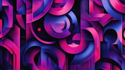 Poster - vibrant abstract pattern featuring bright magenta and deep blue in a dynamic contemporary design