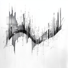 Poster - Stock market ticker tape displaying financial trends and data with dynamic oscillations in a contemporary design