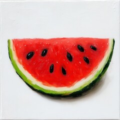 Poster - Slice of fresh watermelon on a white background showcasing its vibrant colors and texture perfect for summer refreshment