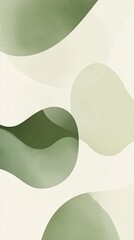Poster - Serene abstract composition featuring soft green shapes on a light background, conveying tranquility and calmness