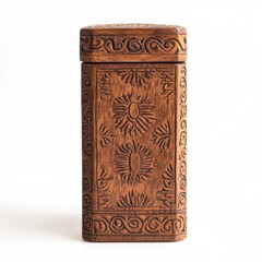 Aufkleber - Intricate polished wooden box with detailed carvings showcasing craftsmanship and artistry