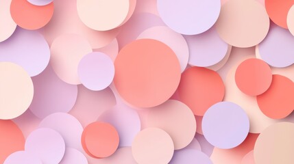 Leinwandbilder - Overlapping pastel circles create a calming background in soft coral and lavender tones