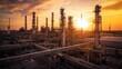 © djatinako - Industrial Sunset: A Complex of Refining Towers and Pipelines