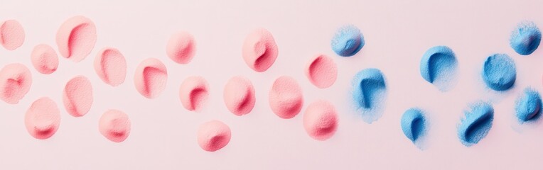 Poster - Minimalist background featuring soft pink and blue pencil strokes creating a harmonious blend of colors