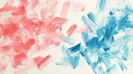 Aufkleber - Minimalist composition featuring contrasting red and blue pencil strokes on a light background showcasing abstract art techniques
