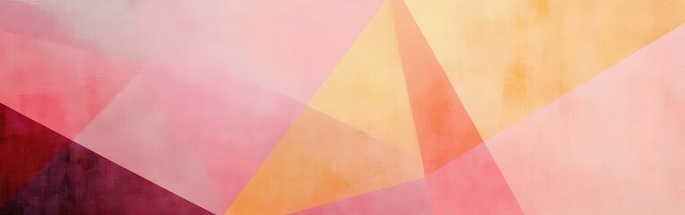 Aufkleber - Minimalist arrangement of amber and pink triangles creating a harmonious geometric design