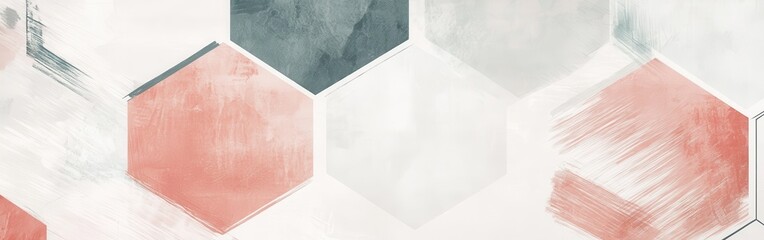 Aufkleber - Elegant white composition featuring soft pastel hexagonal shapes creating a harmonious visual on a textured background